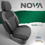 Καλύμματα Αυτοκινήτου Otom "Nova" Universal Ύφασμα Jacquard / Δερματίνη Σετ Εμπρός / Πίσω 11 Τεμαχίων Μαύρο NOV-3301