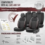 Καλύμματα Αυτοκινήτου Otom "Nova" Universal Ύφασμα Jacquard / Δερματίνη Σετ Εμπρός / Πίσω 11 Τεμαχίων Μαύρο / Κόκκινο NOV-3302