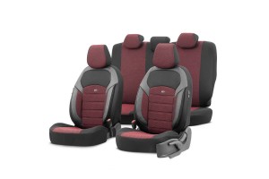 Καλύμματα Αυτοκινήτου Otom "Nova" Universal Ύφασμα Jacquard / Δερματίνη Σετ Εμπρός / Πίσω 11 Τεμαχίων Κόκκινο / Μαύρο ΝΟV-3303
