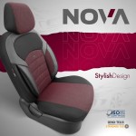 Καλύμματα Αυτοκινήτου Otom "Nova" Universal Ύφασμα Jacquard / Δερματίνη Σετ Εμπρός / Πίσω 11 Τεμαχίων Κόκκινο / Μαύρο ΝΟV-3303