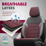 Καλύμματα Αυτοκινήτου Otom "Nova" Universal Ύφασμα Jacquard / Δερματίνη Σετ Εμπρός / Πίσω 11 Τεμαχίων Κόκκινο / Μαύρο ΝΟV-3303