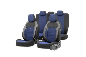 Καλύμματα Αυτοκινήτου Otom "Nova" Universal Ύφασμα Jacquard / Δερματίνη Σετ Εμπρός / Πίσω 11 Τεμαχίων Μπλε / Μαύρο ΝΟV-3304