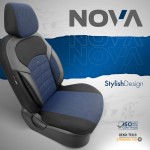 Καλύμματα Αυτοκινήτου Otom "Nova" Universal Ύφασμα Jacquard / Δερματίνη Σετ Εμπρός / Πίσω 11 Τεμαχίων Μπλε / Μαύρο ΝΟV-3304