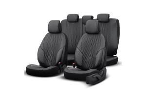 Καλύμματα Αυτοκινήτου Otom "Advanced Leather" Universal Δερματίνη / Λινό Ύφασμα Σετ Εμπρός / Πίσω 11 Τεμαχίων Μαύρο ΑDV-104