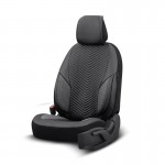Καλύμματα Αυτοκινήτου Otom "Advanced Leather" Universal Δερματίνη / Λινό Ύφασμα Σετ Εμπρός / Πίσω 11 Τεμαχίων Μαύρο ΑDV-104