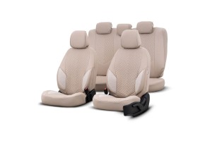 Καλύμματα Αυτοκινήτου Otom "Advanced Leather" Universal Δερματίνη / Λινό Ύφασμα Σετ Εμπρός / Πίσω 11 Τεμαχίων Μπεζ ΑDV-105