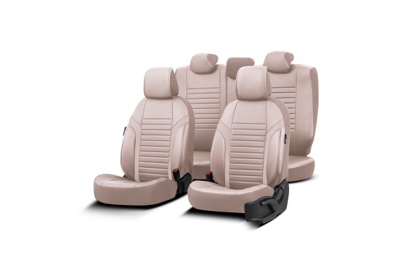 Καλύμματα Αυτοκινήτου Otom Coral Design Universal Full Δερματίνη Σετ Εμπρός / Πίσω 11 Τεμαχίων Μπεζ CRΑL-102
