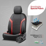 Καλύμματα Αυτοκινήτου Otom Coral Design Universal Full Δερματίνη Σετ Εμπρός / Πίσω 11 Τεμαχίων Μαύρο / Κόκκινο CRΑL-104