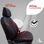 Καλύμματα Αυτοκινήτου Otom Coral Design Universal Full Δερματίνη Σετ Εμπρός / Πίσω 11 Τεμαχίων Μαύρο / Κόκκινο CRΑL-104