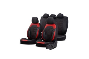 Καλύμματα Αυτοκινήτου Otom Progressive Design Universal Full Δερματίνη Σετ Εμπρός / Πίσω 11 Τεμαχίων Μαύρο / Κόκκινο ΡRG-104