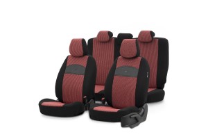 Καλύμματα Αυτοκινήτου Otom Smart Design Universal Ύφασμα / Δερματίνη Σετ Εμπρός / Πίσω 11 Τεμαχίων Μαύρο / Κόκκινο SLTSMT103-NZ