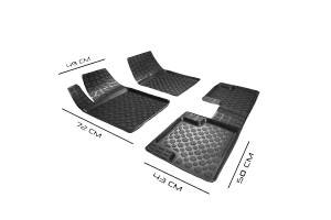 Πατάκια Σκαφάκια Universal 3D Από Λάστιχο Tpe Rizline Μαύρα 4 Τεμάχια