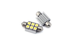 Λάμπα Led Σωληνωτή 39mm 6 Leds 12volt Canbus Λευκό Φως 1 Τεμάχιο