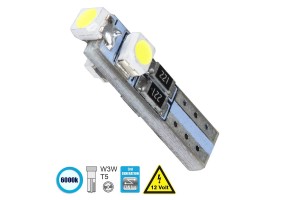 Λάμπα Led T5 3 Led 12volt 0.6watt Canbus Λευκή 1 Τεμάχιο