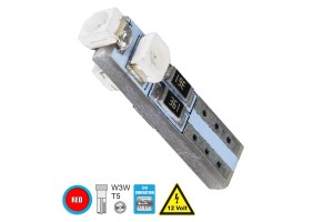 Λάμπα Led T5 3 Led 12volt 0.6watt Canbus Κόκκινη 1 Τεμάχιο