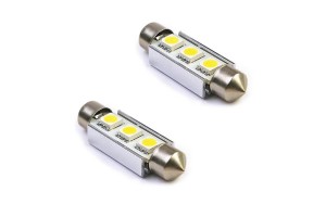 Λάμπες Led Σωληνωτές 39mm 3 Leds 12volt Canbus Λευκό Φως 14197 2 Τεμάχια