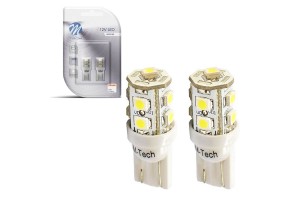 Λάμπες Led T10 12volt 9 Smd Led Λευκές M-Tech LB018W 2 Τεμάχια