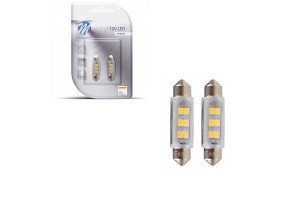 Λάμπες Led Σωληνωτές 41mm 6 Leds 12voltΛευκό Φως M-Tech LB091W 2 Τεμάχια
