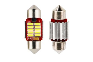 Λάμπες Led Σωληνωτές 31mm 10 Leds 12volt Canbus Λευκό Φως 2 Τεμάχια