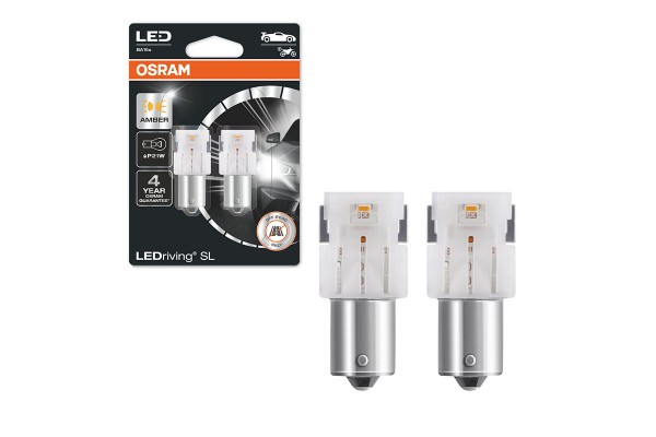 Λάμπες Led Για Φλας P21W BA15S Πορτοκαλί 12volt 1.3 Watt Osram 7506DYP-02B 2 Τεμάχια