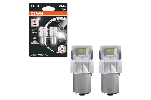 Λάμπες Led P21W Μονοπολικές BA15S 12volt 1.4 Watt Κόκκινες Osram 7506DRP-02B 2 Τεμάχια