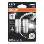 Λάμπες Led P21/5W Διπολικές BAY15D 12volt 1.7 Watt Κόκκινες Osram 7528DRP-02B 2 Τεμάχια