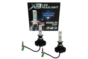 Λάμπες Led H1 X3 12volt 50watt 6000lm 6000k 2 Τεμάχια