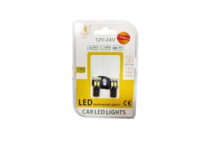 Λάμπες Led Τ10 12-24V 12 Led Canbus Λευκό Φως 2 Τεμάχια