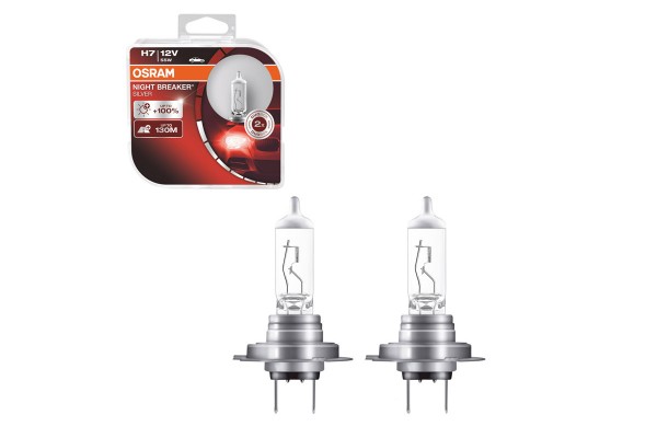 Λάμπες Αλογόνου H7 12V 55w Night Braker Silver Osram 64210NBS-HCB 2 Τεμάχια