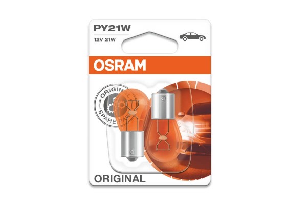 Λάμπες Φλας PY21W BAU15S Πορτοκαλί 12volt 21 Watt Original Line Osram 7507-02B 2 Τεμάχια