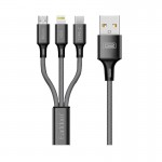 Καλώδιο Φόρτισης Και Μεταφοράς Δεδομένων Usb Earldom EC-IMC017 3 In 1 Carbon 1.2m 1 Τεμάχιο