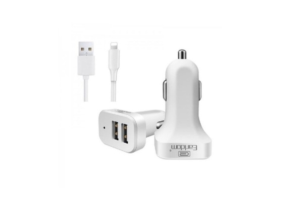 Φορτιστής Αναπτήρα Αυτοκινήτου Για Iphone Earldom ES-132 Με 2 Θύρες Usb 9-12V 2.1A Λευκός 1 Τεμάχιο