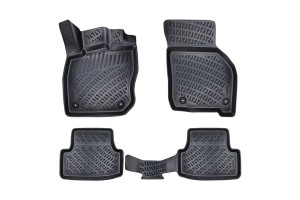 Πατάκια Σκαφάκια 3D Από Λάστιχο Tpe Για Vw Golf Viii (8) 2019+ Αυτόματο Rizline 4 Τεμάχια Μαύρα