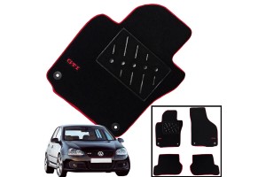 Πατάκια Αυτοκινήτου Μοκέτα Για Vw Gοlf 5 & 6 Με Διπλό Κέντημα Gti Black 4 Τεμάχια