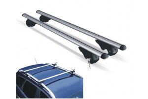 Carman Μπάρες Οροφής Αλουμινίου Station 120εκ. Universal Μαύρo για Αυτοκίνητα με Εργοστασιακές Μπάρες (Σετ με πόδια και κλειδαριά)