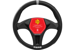 MOMO Κάλυμμα Τιμονιού Elegant Μαύρο με Γκρι ραφή 38-39cm - SWC010BG