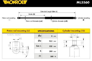 Monroe Αμορτ. αερίου, Καπό Κινητήρα - ML5560