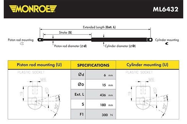 Monroe Αμορτ. αερίου, Καπό Κινητήρα - ML6432