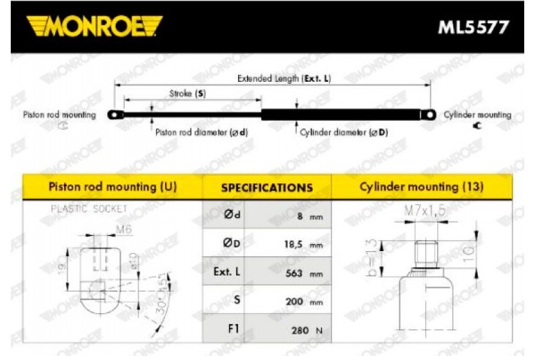 Monroe Αμορτ. αερίου, Καπό Κινητήρα - ML5577