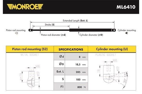 Monroe Αμορτ. αερίου, πτυσσ. Οροφή - ML6410
