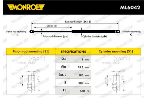 Monroe Αμορτ. αερίου, Χώρος αποσκ./φόρτωσης - ML6042 Monroe Αμορτ. αερίου, Χώρος αποσκ./φόρτωσης - ML6042