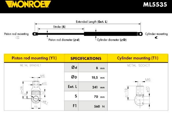 Monroe Αμορτισέρ αερίου, Πίσω Παρμπρίζ - ML5535