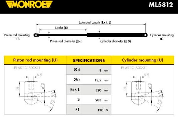 Monroe Αμορτισέρ αερίου, Πίσω Παρμπρίζ - ML5812