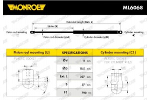 Monroe Αμορτισέρ αερίου, Πίσω Παρμπρίζ - ML6068