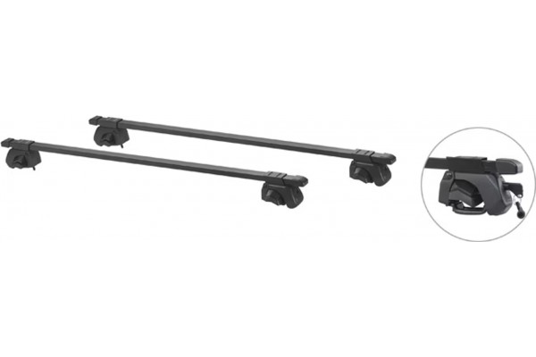 Μπάρες Οροφής Rackit Μεταλλικές 125cm Railing System Σετ Με Πόδια Και Κλειδαριά Μαύρες 2 Τεμάχια
