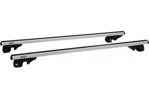 Μπάρες Οροφής Αλουμινίου Universal Rackit RK004-1-120cm Railing System Σετ Με Πόδια Και Κλειδαριά Τετράγωνες Ασημί 2 Τεμάχια