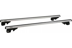 Μπάρες Οροφής Αλουμινίου Universal Rackit RK004-1-135cm Railing System Σετ Με Πόδια Και Κλειδαριά Τετράγωνες Ασημί 2 Τεμάχια