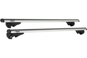Μπάρες Οροφής Αλουμινίου Universal Rackit RK004-135cm Railing System Σετ Με Πόδια Και Κλειδαριά Οβάλ Ασημί 2 Τεμάχια