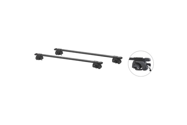 Μπάρες Οροφής Rackit Μεταλλικές 125cm Railing System Σετ Με Πόδια Και Κλειδαριά Μαύρες 2 Τεμάχια