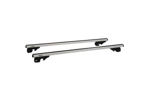 Μπάρες Οροφής Αλουμινίου Universal Rackit RK004-1-120cm Railing System Σετ Με Πόδια Και Κλειδαριά Τετράγωνες Ασημί 2 Τεμάχια